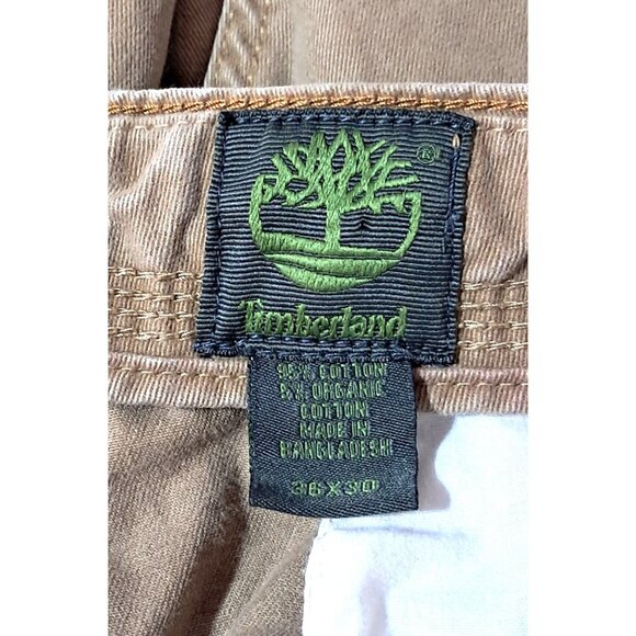 Timberland Mens Organic Cotton Cargo Pants 36x30 Brown Durable Relaxed Fit - Picture 2 of 12